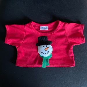 Vintage Build A Bear BAB Christmas 3D Snowman Shirt Top Red Tee